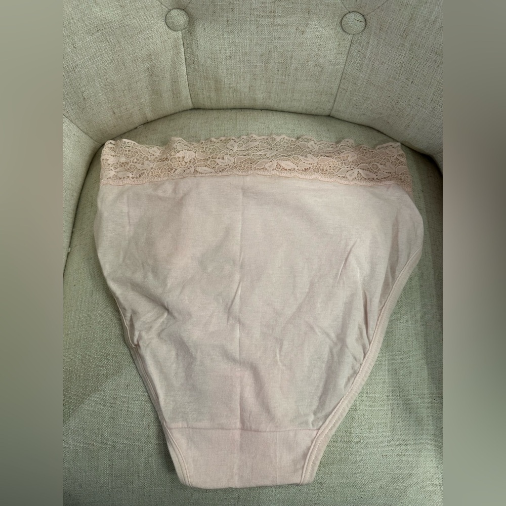 VTG Satin & Beaux Pink Cotton Lace French Hi Cut Panty Sz 6 42125 Uptons USA NEW - Picture 2 of 7